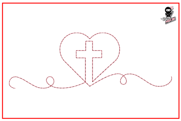 Christian Cross with Heart Redwork Review: A Timeless Sweatshirt Embroidery Design