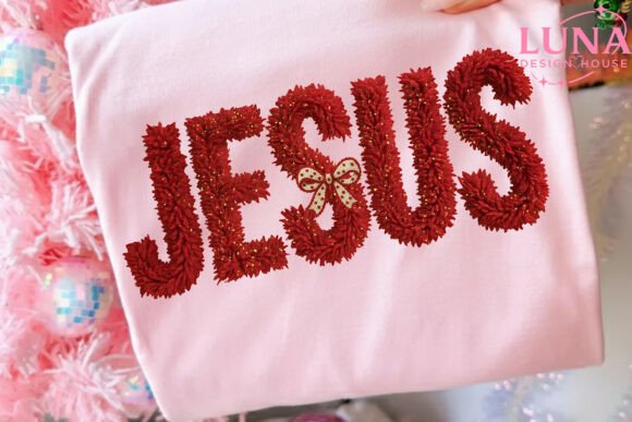 Glitter Hook Yarn Faux Embroidery Jesus