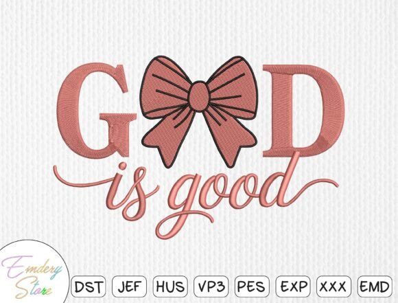 God Is Good Bow Embroidery Design Review for Small Business Merch