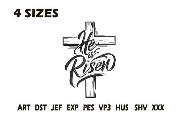 He is Risen Cross Embroidery for Craft Fairs