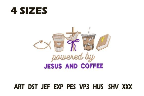 Powered by Jesus and Coffee: A Faithful, Whimsical Embroidery Design